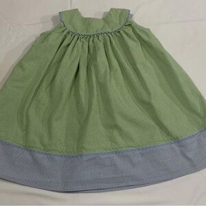 Peaches N Cream Green And Blue Checked Baby Girl Dress Size 12 Months